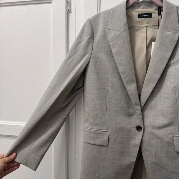 Theory Ettiennette B Light Gray Melange Suit Jacket - Picture 3 of 9